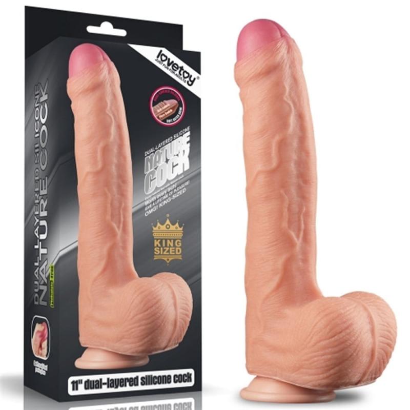 Yeni Nesil Çift Katmanlı 28 cm Realistik Dildo Penis