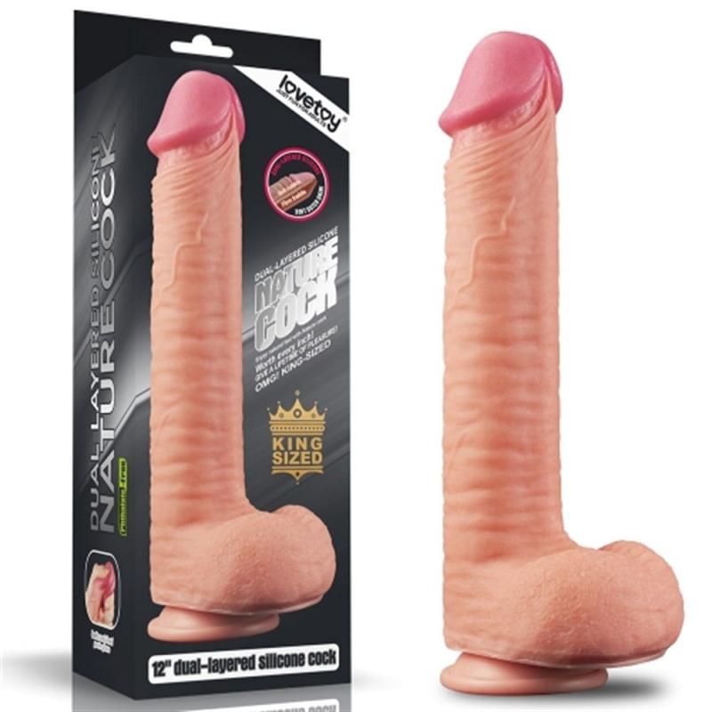 Yeni Nesil Çift Katmanlı 30,5 cm Realistik Dev Dildo Penis